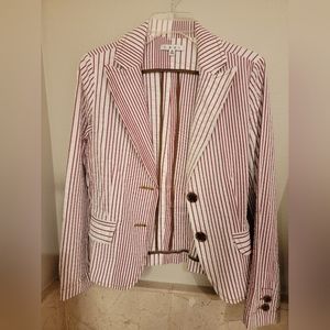 CAbi seersucker candy striper blazer, size 6